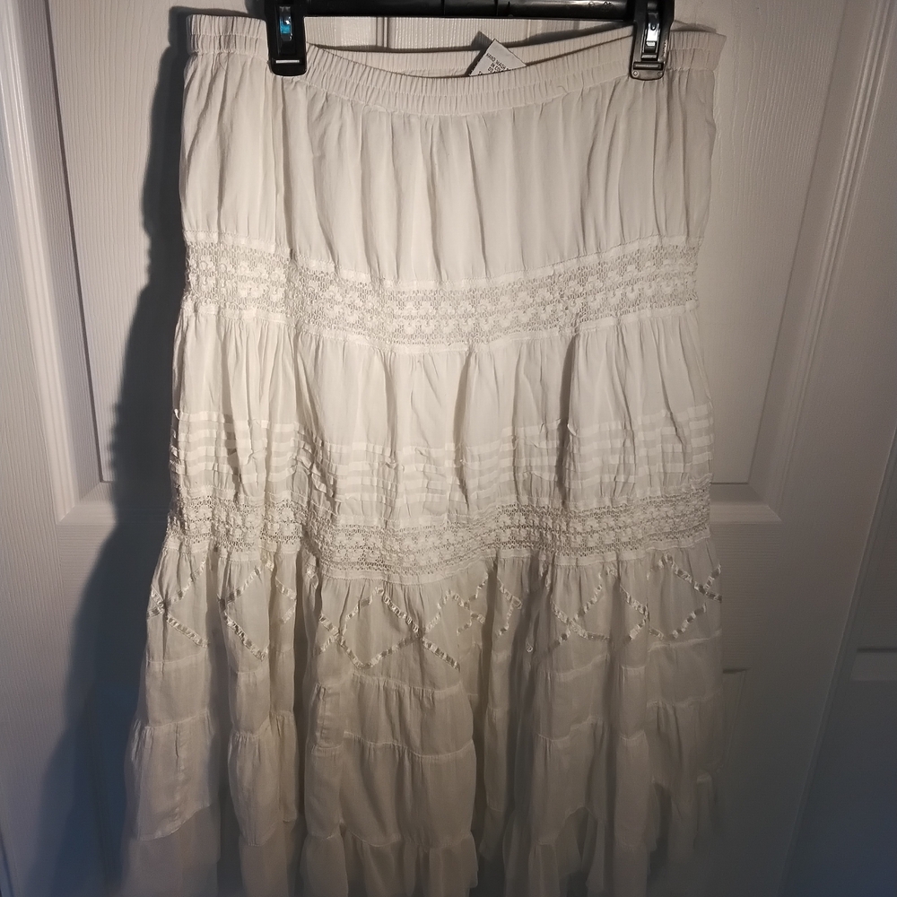 Chick Ivory Tiered Maxi Skirt